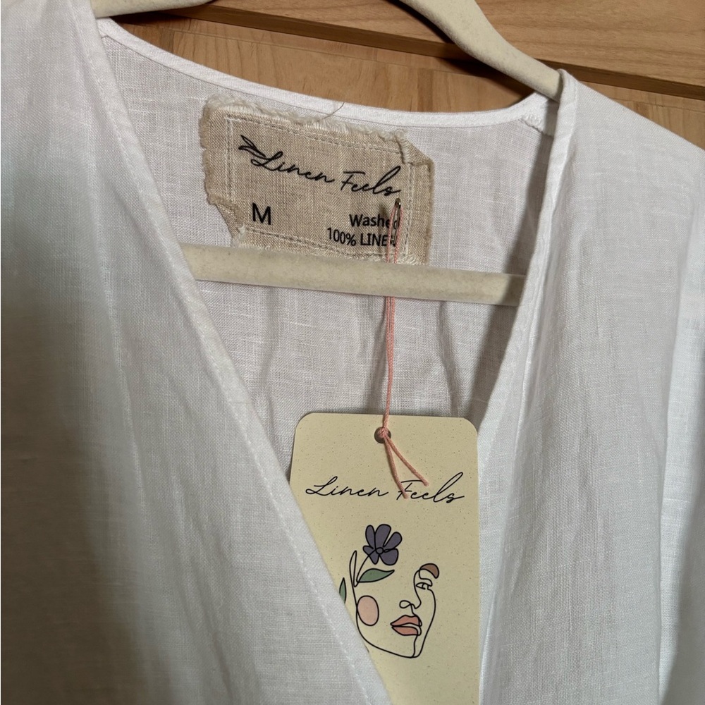 NWT white linen jumpsuit - Picture 4 of 8